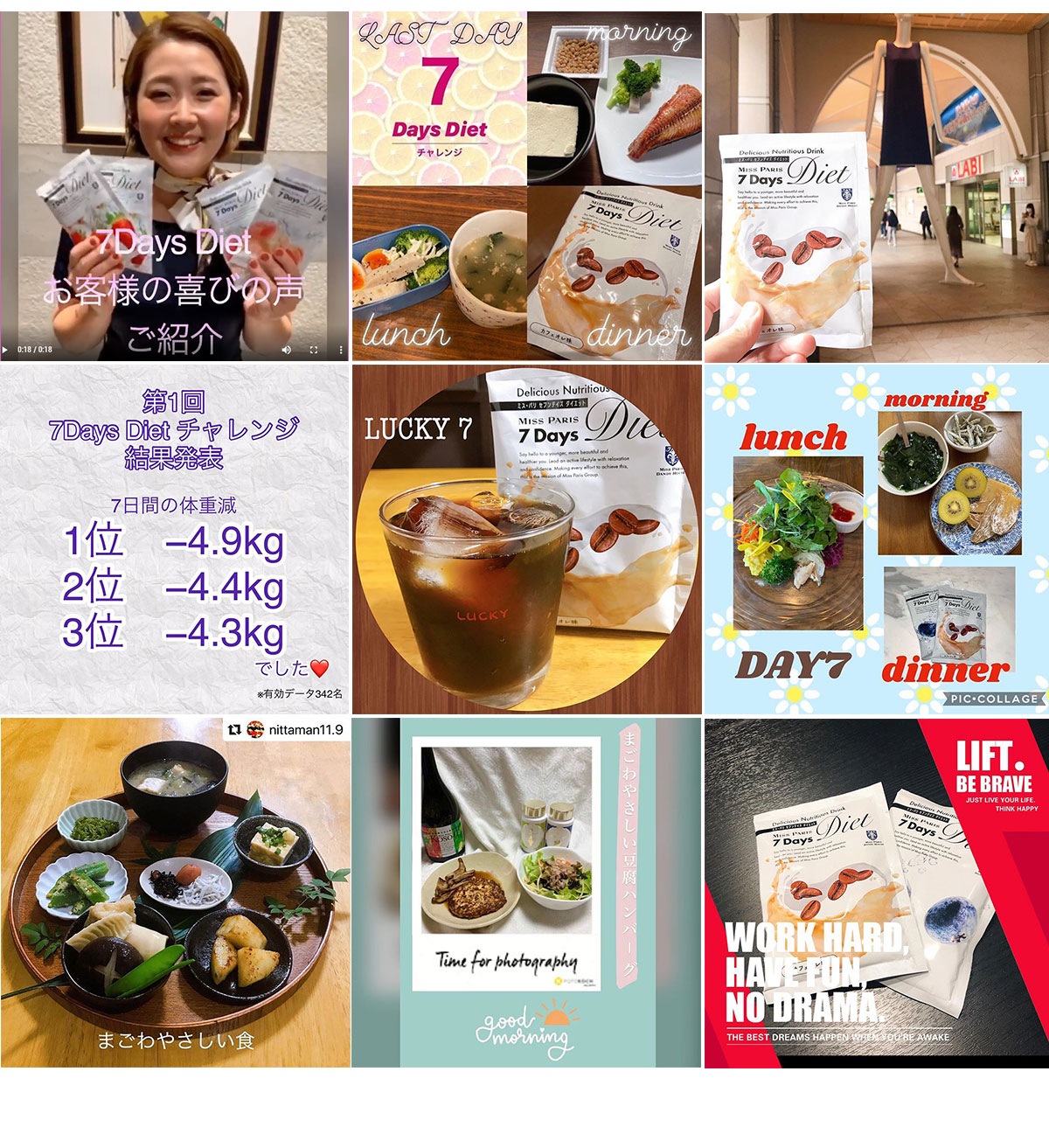 画像：instagramでの7Days Dietチャレンジャー