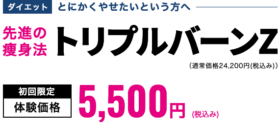 先進の痩身法トリプルバーンZ　初回限定体験価格5,500円(税込み)