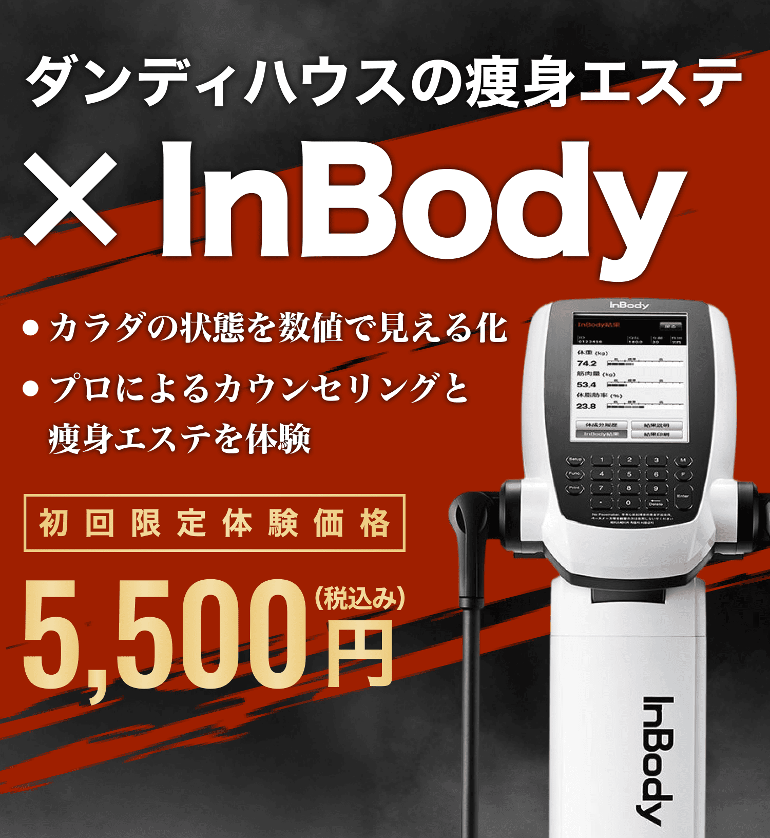 ダンディハウスの痩身エステ×Inbody 初回限定5,500円（税込み）