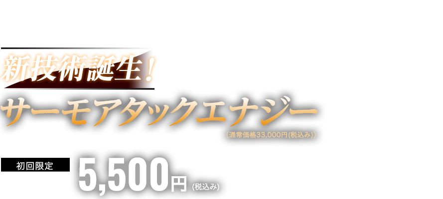 新技術誕生！サーモアタックエナジー　初回限定体験価格5,500円(税込み)