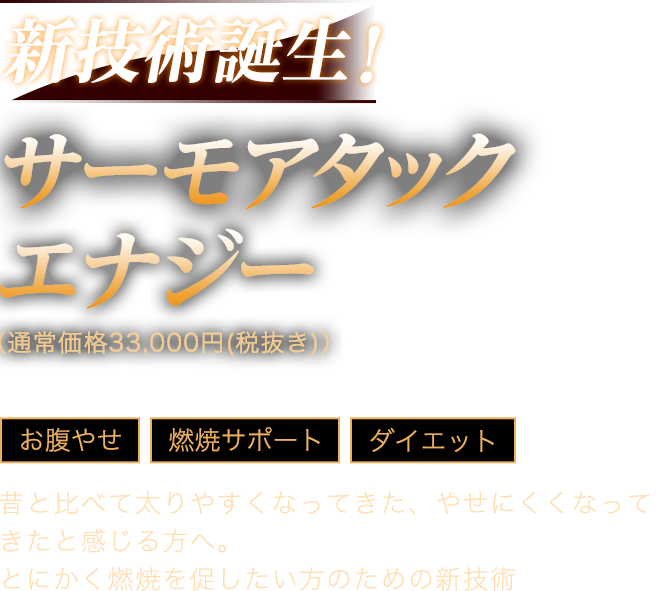 新技術誕生！サーモアタックエナジー　初回限定体験価格5,500円(税込み)