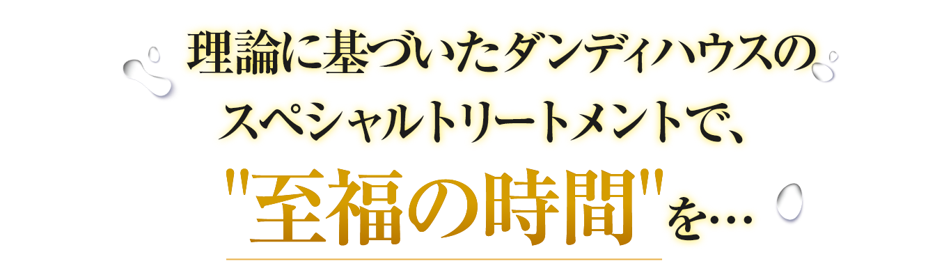 理論に基づいたダンディハウスのスペシャルトリートメントで、至福の時間を